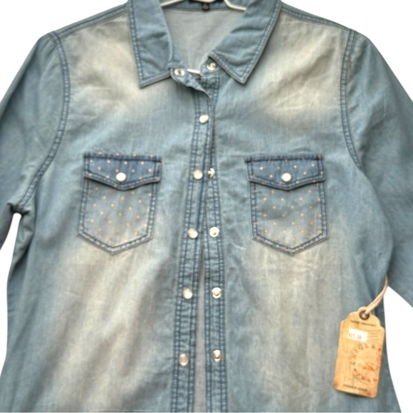 Denim Polka Dot Patch Top - Picture 16 of 16